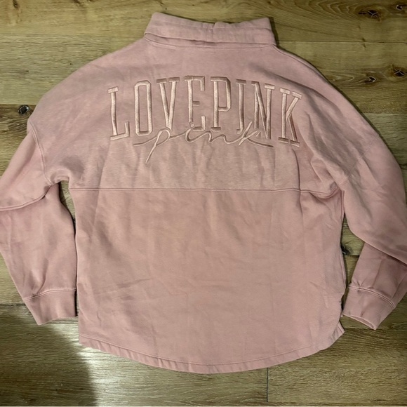 Victoria’s Secret PINK Varsity Style Cowl Neck Pullover “Love Pink” in Baby Pink - Picture 9 of 10